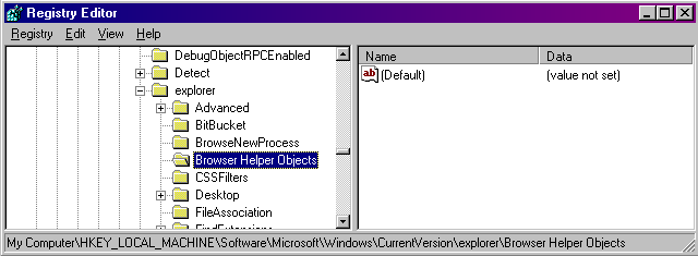 Finding A BHO With The Registry Editor